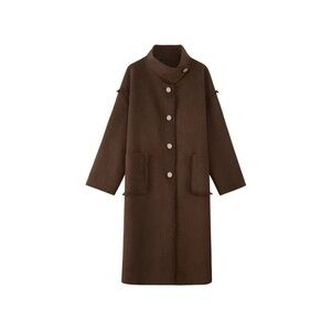 Elegant High Neck Scandi-Style Wool Coat
